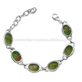 Green Copper Turquoise Gemstone 925 Sterling Silver Bracelet